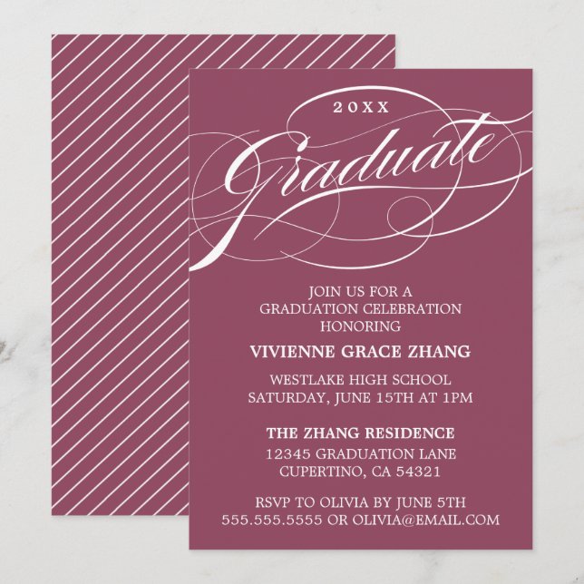 CONVITE DE FESTA DE FORMATURA COM LETRA ELEGANTES  (Frente/Verso)