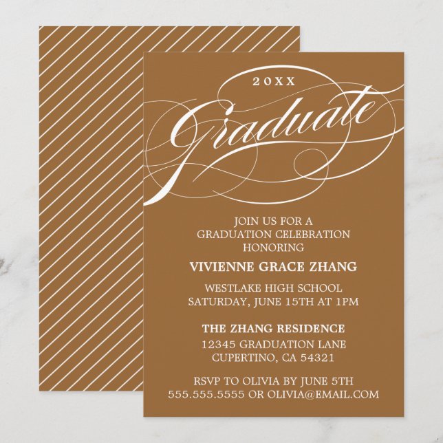 CONVITE DE FESTA DE FORMATURA COM LETRA ELEGANTES  (Frente/Verso)