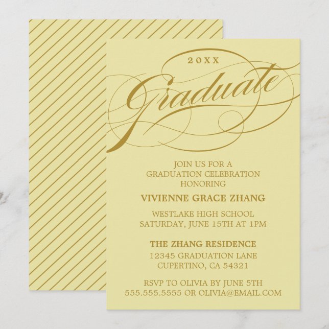 CONVITE DE FESTA DE FORMATURA COM LETRA ELEGANTES  (Frente/Verso)
