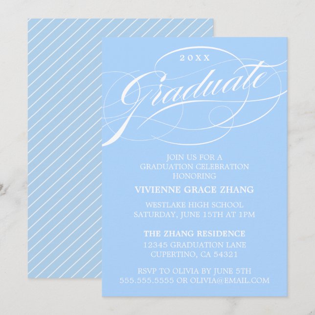 CONVITE DE FESTA DE FORMATURA COM LETRA ELEGANTES  (Frente/Verso)