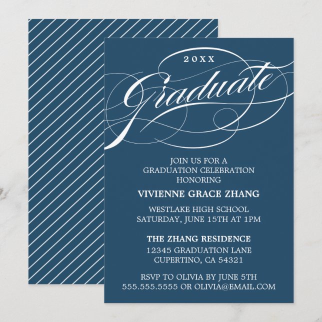 CONVITE DE FESTA DE FORMATURA COM LETRA ELEGANTES  (Frente/Verso)