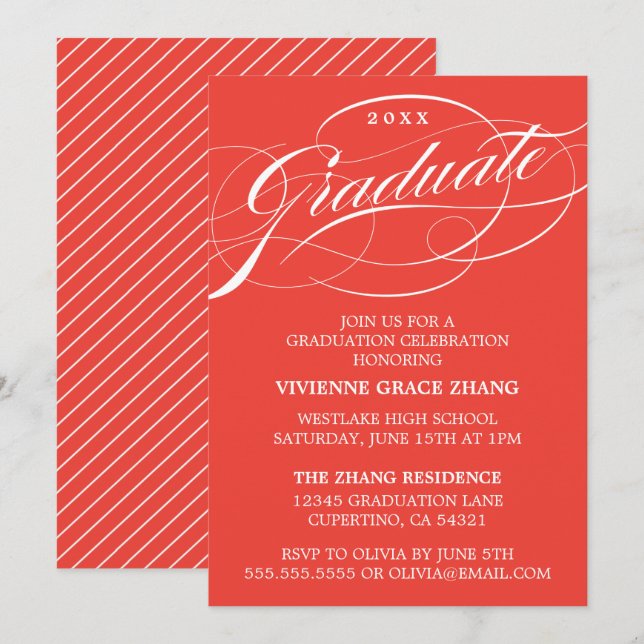 CONVITE DE FESTA DE FORMATURA COM LETRA ELEGANTES  (Frente/Verso)
