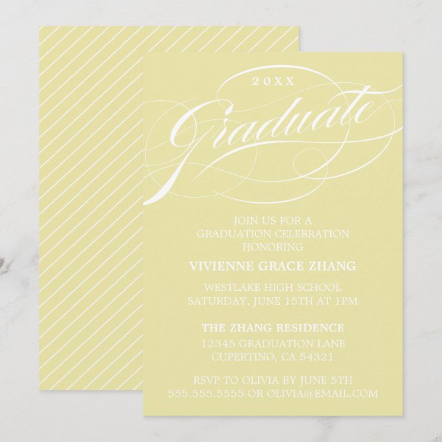 CONVITE DE FESTA DE FORMATURA COM LETRA ELEGANTES  (Frente/Verso)