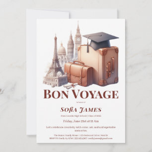 Convite de Festa de Formatura com Tema de Viagem