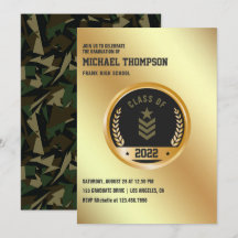 Convite de festa de formatura com tema Exército/Mi