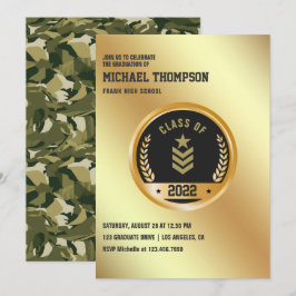 Convite de festa de formatura com tema militar/exé