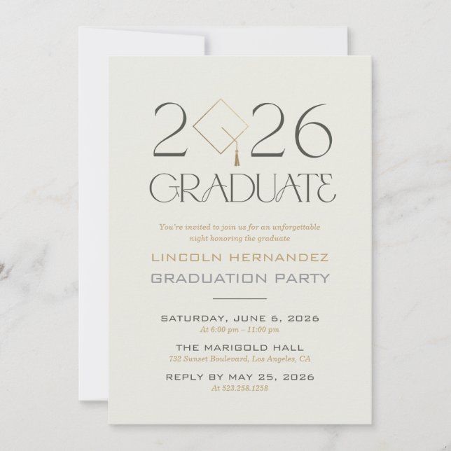 Convite de Festa de Formatura da Turma de 2026 Ele (Frente)