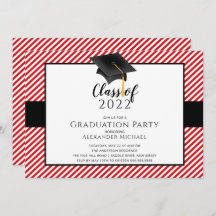 Convite de Festa de formatura de Boné de Stripe Mo