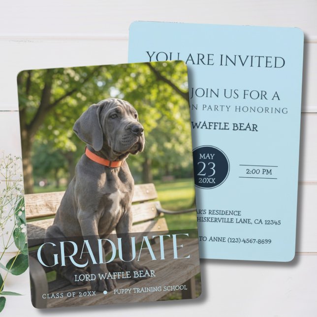 Convite de Festa de Formatura de Cachorro Foto de  (Dog Graduation Party Invitations )