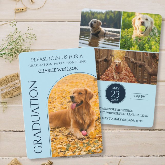 Convite de Festa de Formatura de Cachorro Fotos de (Dog Graduation Invitation cards)