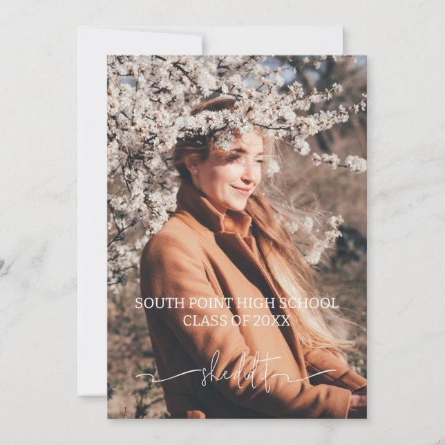 Convite de Festa de formatura de Foto Boho Minimal (Frente)