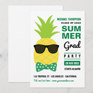 Convite de Festa de Formatura de Verão de Abacaxi