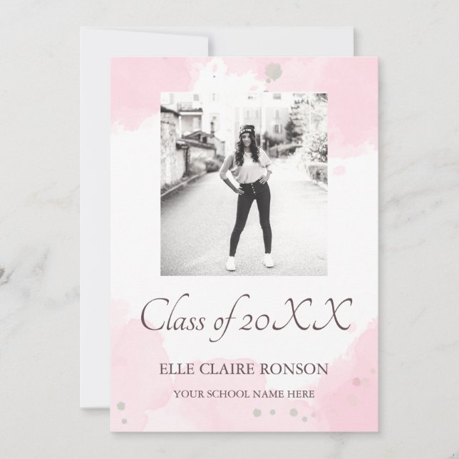 Convite de Festa de formatura Elegance rosa (Frente)