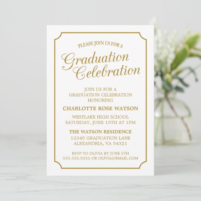 CONVITE DE FESTA DE FORMATURA ELEGANTE DE CÓPIA CL (Em pé/Frente)