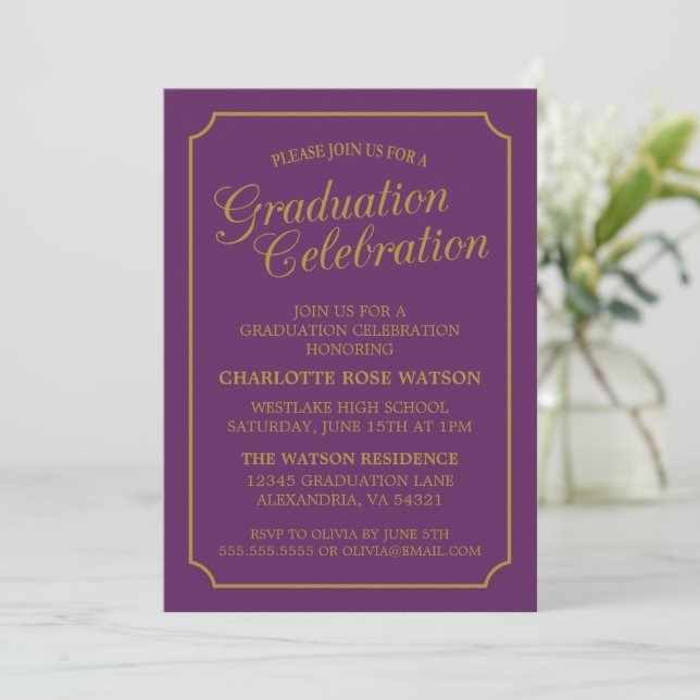 CONVITE DE FESTA DE FORMATURA ELEGANTE DE CÓPIA CL (Em pé/Frente)