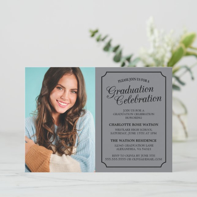 CONVITE DE FESTA DE FORMATURA ELEGANTE DE CÓPIA CL (Em pé/Frente)