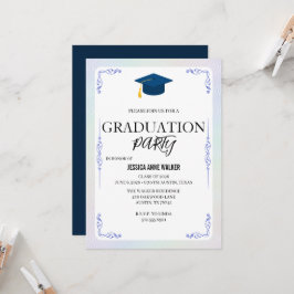 Convite de Festa de Formatura Elegante Dourado Edi