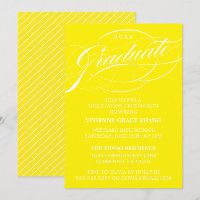 CONVITE DE FESTA DE FORMATURA ELEGANTE E COM ESTIL (Frente/Verso)