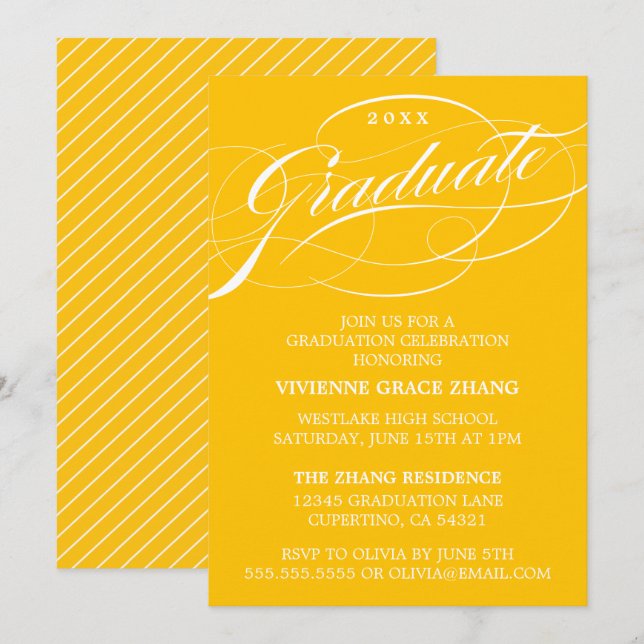CONVITE DE FESTA DE FORMATURA ELEGANTE E COM ESTIL (Frente/Verso)