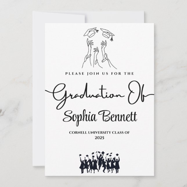Convite de Festa de formatura Elegante Personalizá (Frente)