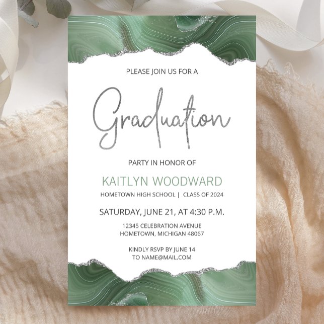 Convite de Festa de Formatura em Ágata Verde Sage  (Criador carregado)