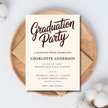 Convite de Festa de Formatura em Letra Burgundy