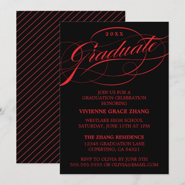 CONVITE DE FESTA DE FORMATURA EM LETRA ELEGANTES E (Frente/Verso)
