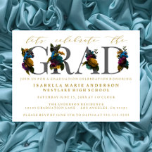 CONVITE DE FESTA DE FORMATURA FLORAL ELEGANTE SOMB