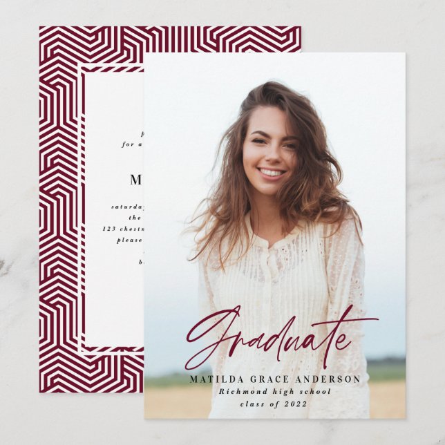 Convite de festa de formatura Geométrico (Frente/Verso)