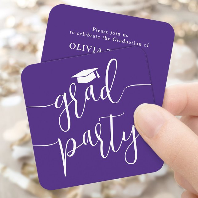 Convite de Festa de Formatura Infantil Cartão Roxo (Criador carregado)