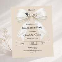 Convite de festa de formatura laço de cetim marfim