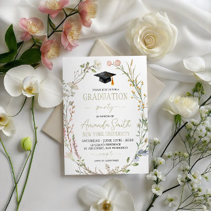 Convite de Festa de Formatura Meadow Wildflower