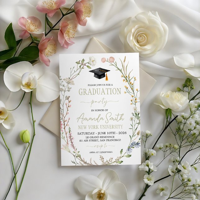 Convite de Festa de Formatura Meadow Wildflower (Criador carregado)