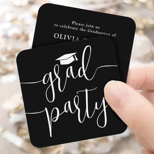 Convite de Festa de Formatura Mini Carta Preta e B (Criador carregado)