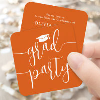 Convite de Festa de Formatura Mini Laranja Branco 