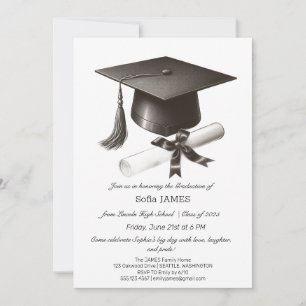 Convite de Festa de Formatura Minimalista com Pret