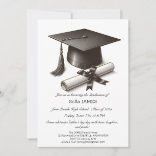 Convite de Festa de Formatura Minimalista com Pret