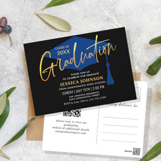 Convite de Festa de Formatura Minimalista Moderna (Criador carregado)