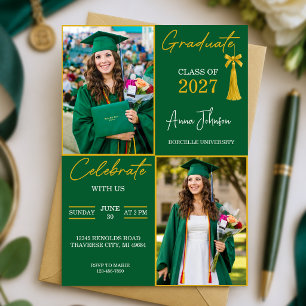 Convite de Festa de Formatura Personalizado Verde