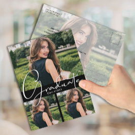 Convite de Festa de Formatura Preto com 4 Fotos na