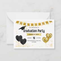 Convite de Festa de Formatura Preto Dourado