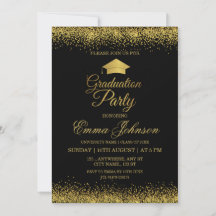 Convite de Festa de Formatura Preto e Dourado