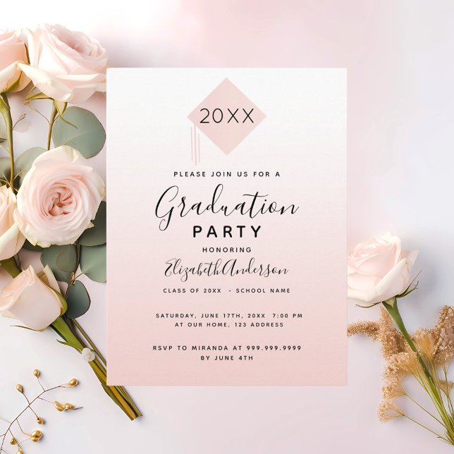 Convite de festa de formatura rosa blush cap 2026 (Criador carregado)