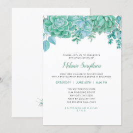 Convite de festa de formatura Trendy Succulents