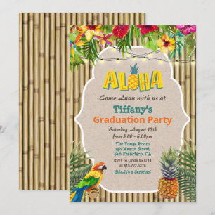 Convite de Festa de Formatura Tropical Aloha Luau