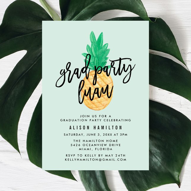 Convite de Festa de Formatura Tropical Luau em Ver (Criador carregado)