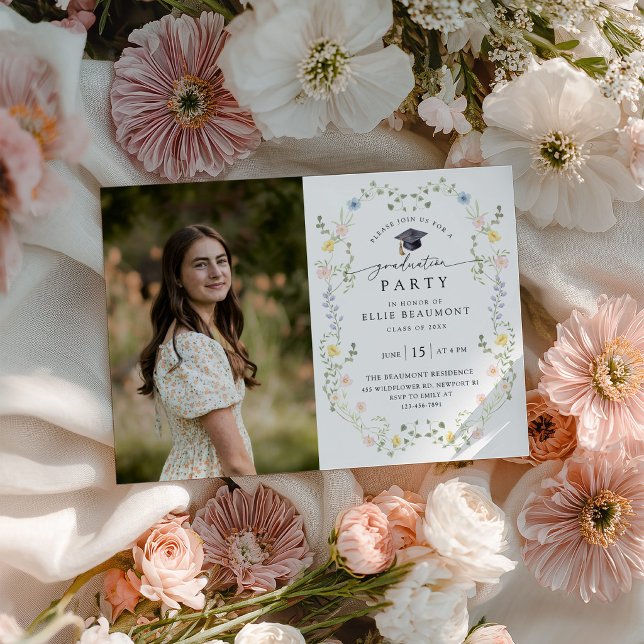 Convite de Festa de Formatura Wildflower (Criador carregado)