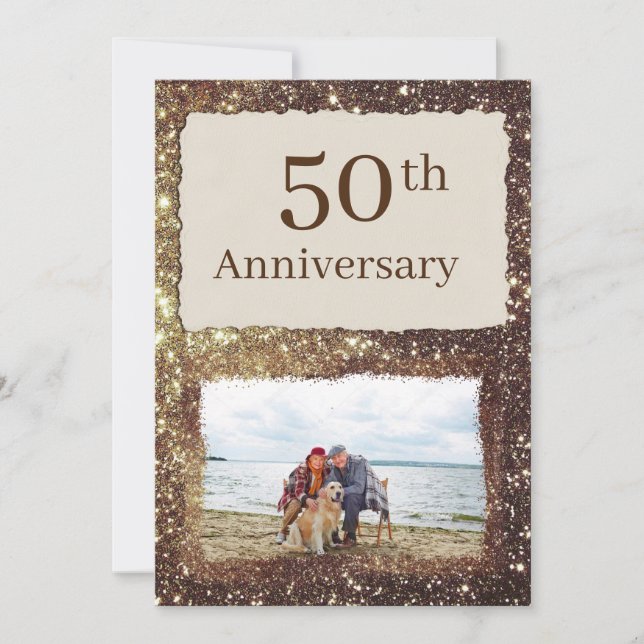Convite de festa de foto de aniversário de 50 anos (Frente)