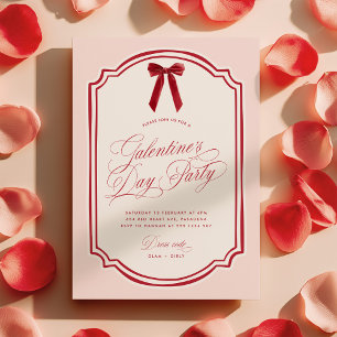 Convite de festa de Galentine's Day rosa e vermelh
