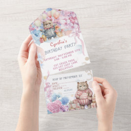 Convite de Festa de Gatos Fofos Tudo em Um